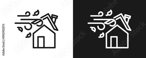 Typhoon Icon Set Outline In White And Black Background