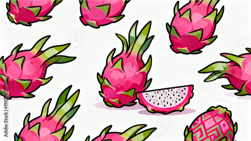 set of dragon fruits