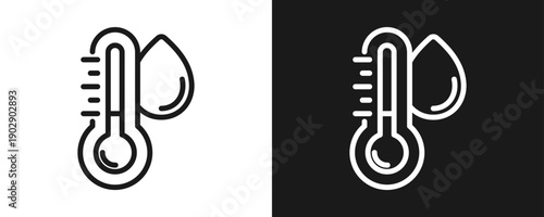 Water Temperature Icon Set Outline In White And Black Background