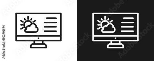 Weather News Icon Set Outline In White And Black Background