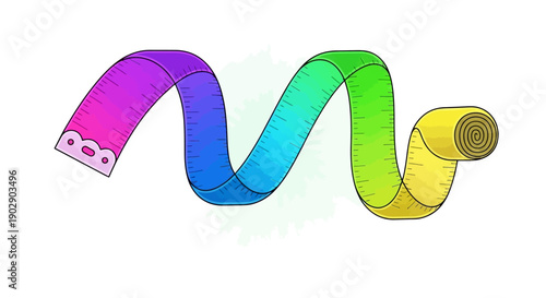 Vibrant colorful measuring tape graphic design illustrating tailor's tool for garment work and