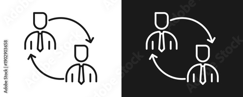 Collaboration Icon Set Outline In White And Black Background