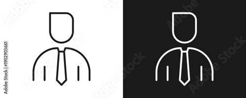 Businessman Icon Set Outline In White And Black Background