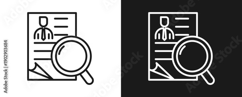 Recruitment Icon Set Outline In White And Black Background