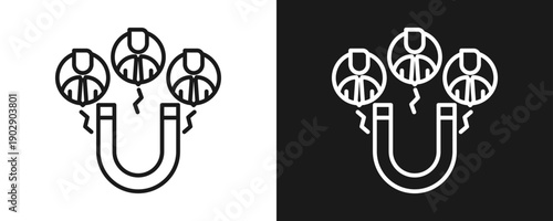 Acquisition Icon Set Outline In White And Black Background