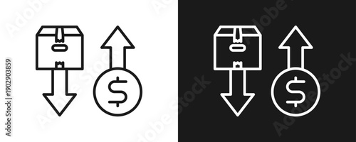 Deflation Icon Set Outline In White And Black Background