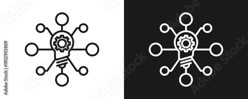 Innovation Icon Set Outline In White And Black Background