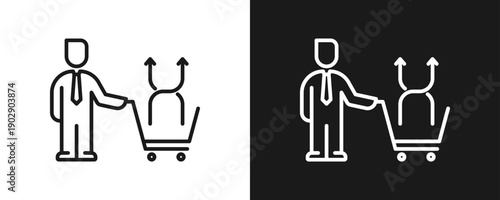 Cross Selling Icon Set Outline In White And Black Background