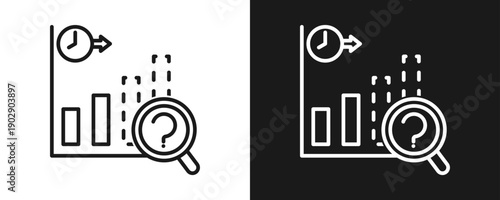 Predictive Analisys Icon Set Outline In White And Black Background