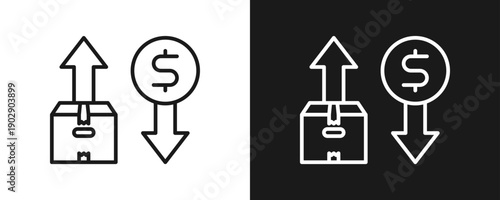 Inflation Icon Set Outline In White And Black Background