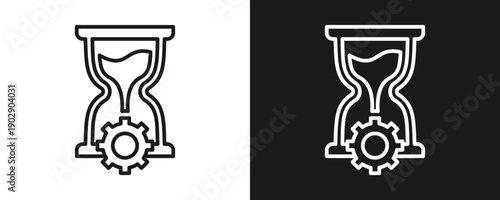 Time Management Icon Set Outline In White And Black Background