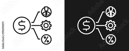Allocation Icon Set Outline In White And Black Background