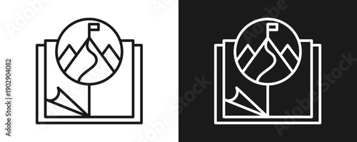 Achievement Icon Set Outline In White And Black Background