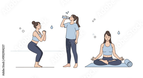 a vector woman practicing healthy lifestyle habits