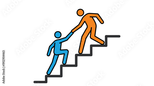 Helping Hand on Stairs Icon for Support, Teamwork, and Mentorship