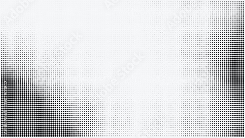 Halftone pattern with light gray background and dense black dots creating a strong abstract visual