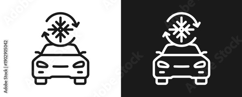 Air Conditioner Icon Set Outline In White And Black Background