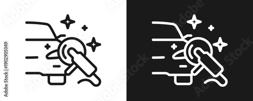 Car Polish Icon Set Outline In White And Black Background