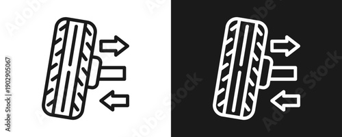 Wheel Allignment Icon Set Outline In White And Black Background