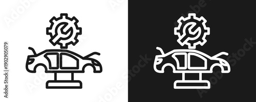 Body Repair Icon Set Outline In White And Black Background