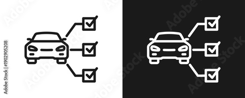 Car Specification Icon Set Outline In White And Black Background