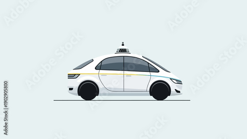 Modern white autonomous self-driving car illustration representing future transportation
