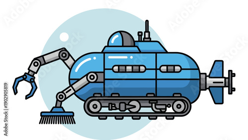 Advanced autonomous underwater vehicle illustration for deep-sea exploration and research tasks
