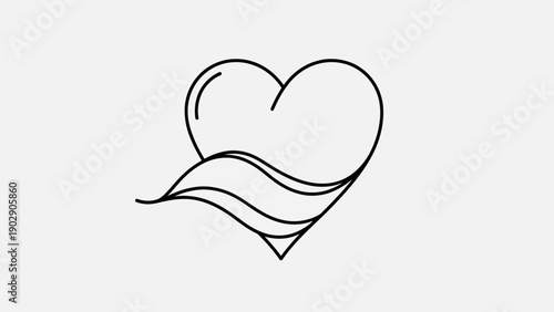 Minimalist heart outline with a flowing wave design embodying love and serene motion