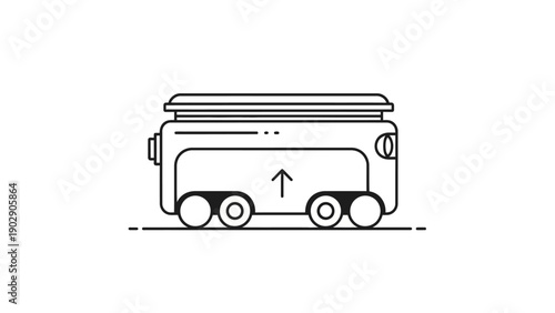 Minimalist line art icon of an automated guided vehicle or delivery robot for modern logistics
