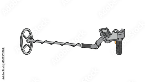 Illustration of a modern metal detector for treasure hunting and hobby exploration tool