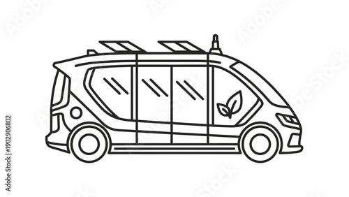 Futuristic autonomous electric shuttle bus icon representing sustainable urban transport