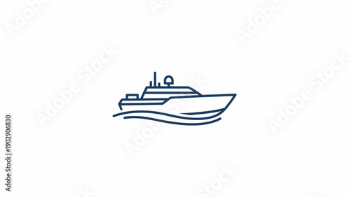 A minimalist outline illustration of a luxury yacht sailing on tranquil waters representing travel