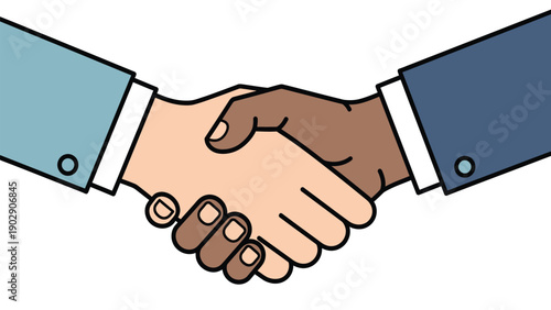 Professional Handshake Illustration: Business Agreement, Partnership, and Diversity Concept