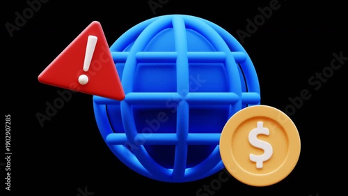 Bad economy, looping animation, transparent background.