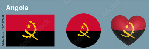 set Angola flag icon vector illustration sign 