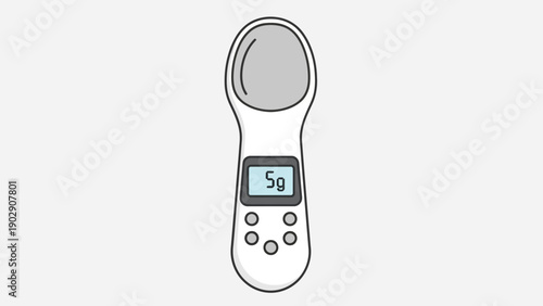 Digital measuring spoon illustration showing 5 grams for precise kitchen measurements and food