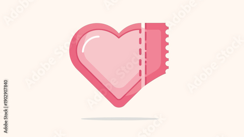 Pink Heart Ticket Icon Illustrating Love Event Romance or Special Offer Coupon Design