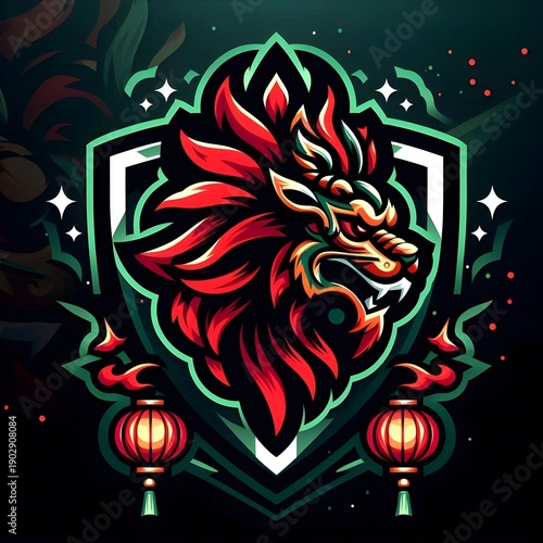 Nian New Year Beast Esports Mascot Logo Vector
