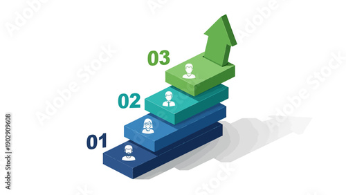 Conceptual staircase of growing business momentum and finance.
