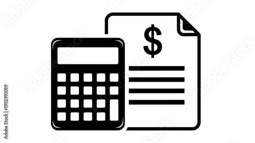 Financial calculation and budgeting concept with calculator and invoice document.