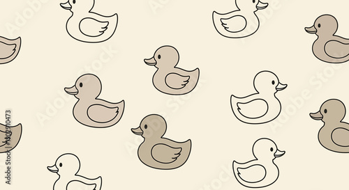 Cute Duckling Pattern - Simple Cartoon Illustration