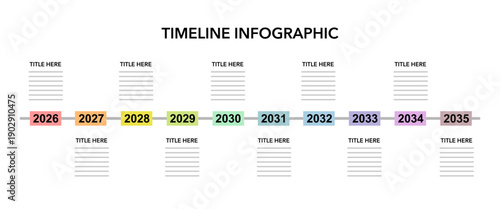 Business  ten years timeline infographics. Milestone, Anniversary, Report, Company, and Data vector illustration.