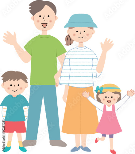 笑顔の若い家族全身