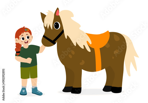 Cute Kid Jockey Riding Horse. little kid riding a horse. 