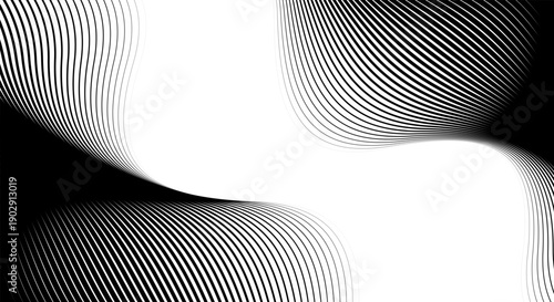Black and White Abstract Line Wave Background Minimal Design