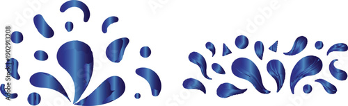 Blue Abstract Watercolor Floral Patterns