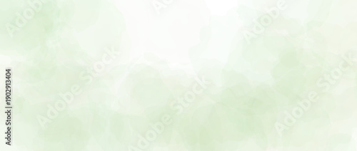 Pastel green watercolor effect background. Soft greenish blurred paint splashes wallpaper for birthday or wedding design. Light watercolour gradient texture. Vector organic marble backdrop