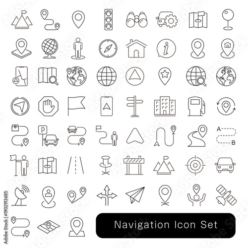 ナビゲーションアイコンセット : 車・地図・物流素材