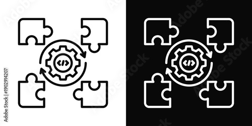 Integration Testing Icon White And Black Background Style