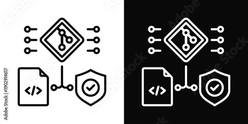 Pre-Commit Hook Icon White And Black Background Style